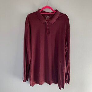 Lands' End long sleeve collared quarter button pullover cotton shirt XXL‎ tall
